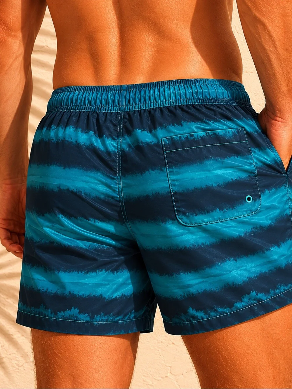 Speedo Men’s XL Swim Trunks Blue Teal Striped Board Shorts Quick Dry